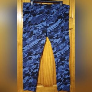 Blue and Black Camouflage Leggings, Size XXXL